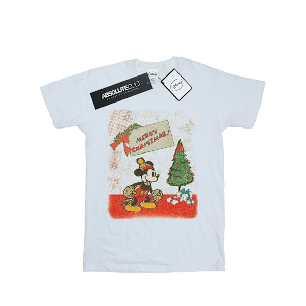 Disney Dam/Kvinnor Mickey Mouse Vintage Jul Bomull Pojkvän White XL