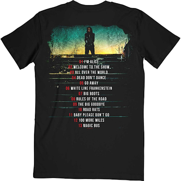 Alice Cooper Unisex Vuxen Road Track List Bomull Baktryck T-S Black M