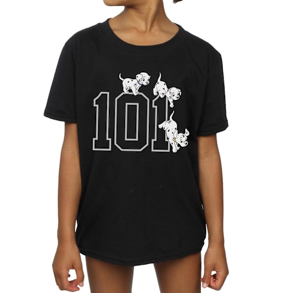 101 Dalmatiner Flickor Valpar Bomull T-shirt 9-11 År Svart Black 9-11 Years