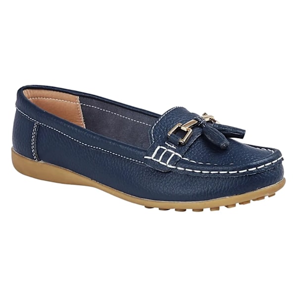 Boulevard Dam/Dam Action Läder Saddle Loafers 5 UK Marinblå Navy Blue 5 UK