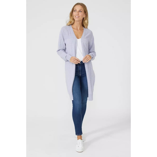 Mantaray Dam/Kvinnor Moss Stitch Longline Cardigan 12 UK Mid Mid Blue 12 UK