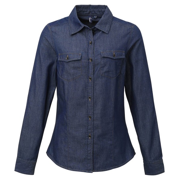 Premier Dam/Dam Jeans Stitch Långärmad Denimskjorta XL I Indigo Denim XL