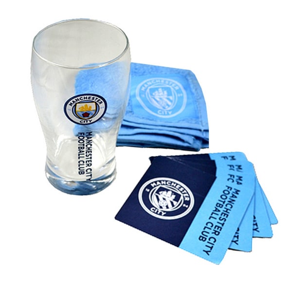Manchester City FC Official Wordmark Mini Football Bar Set (Pin Navy/Blue One Size
