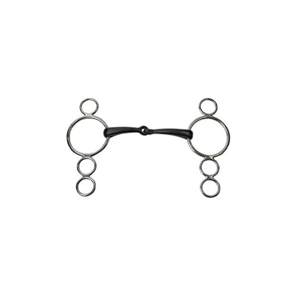 JP Korsteel Sweet Iron Jointed 3 Ring Dutch Gag Bit 5.5in Silver Silver 5.5in