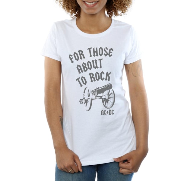 AC/DC Dam/Dam AC/DC Womens/Ladies For Those About To Rock Cannon Cotton T-Shi White XL
