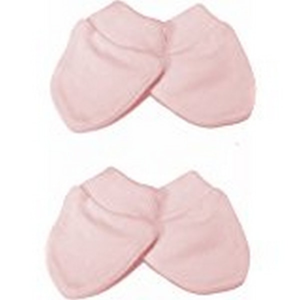 Baby Newborn 100 % bomull, elastiska skrapvantar (paket med 2 Pink Newborn