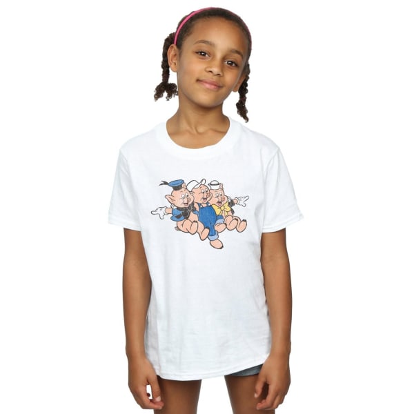 Disney Girls Three Little Pigs Jump Cotton T-Shirt 12-13 år White 12-13 Years