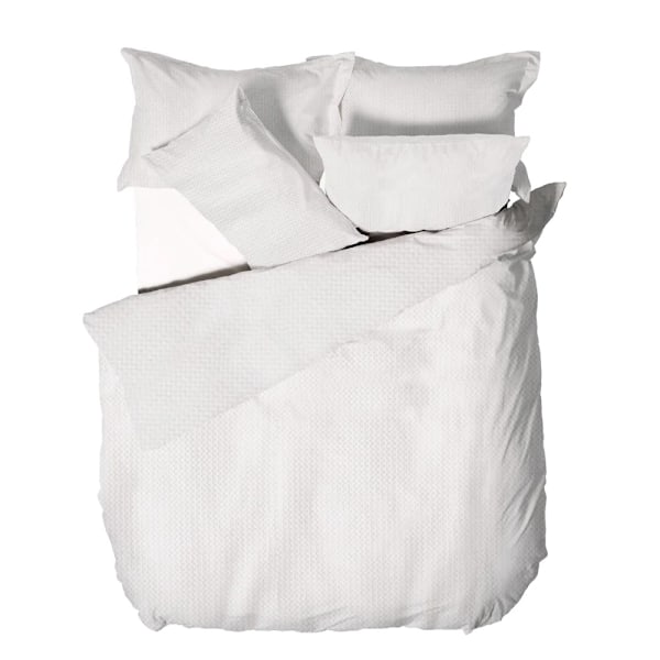 The Linen Yard Våffel Textured Påslakan Set Dubbel Vit White Double