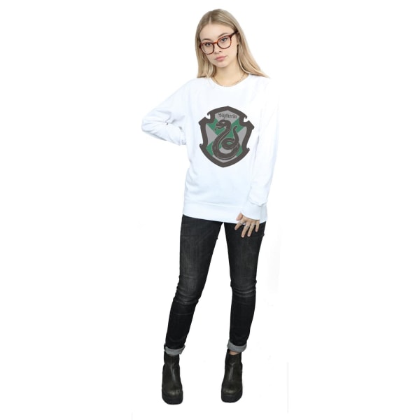 Harry Potter Dam/Kvinnor Slytherin Crest Flat Sweatshirt XL W White XL