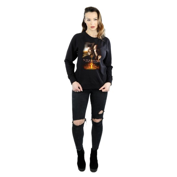 Övernaturlig Dam/Dam Flaming Poster Sweatshirt M Svart Black M