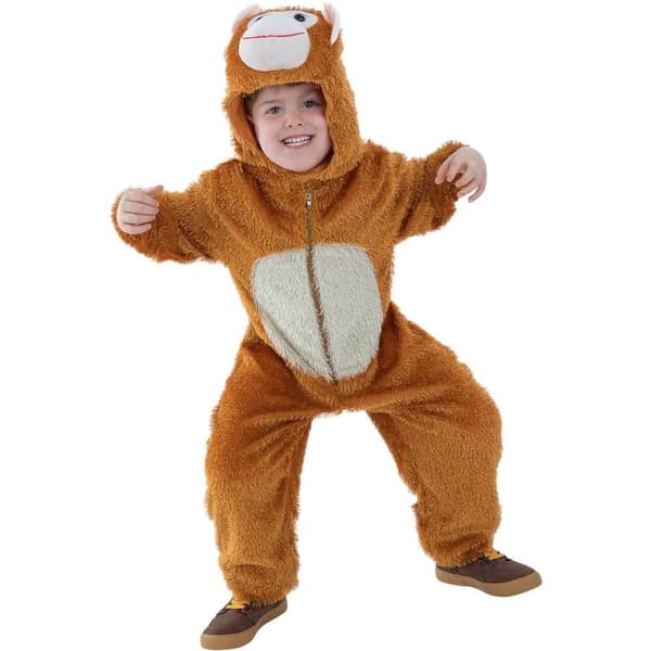 Smiffys Barn/Barn Monkey Kostym 7-9 År Brun/Vit Brown/White 7-9 Years