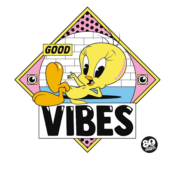 Tweety Unisex Vuxen 80-årsdag Good Vibes T-shirt S Röd Red S