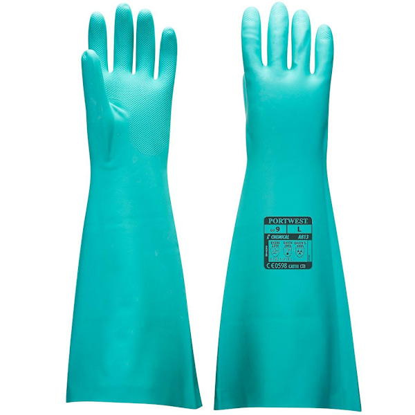 Portwest Unisex Vuxen Lång Nitrilhandske M Grön Green M