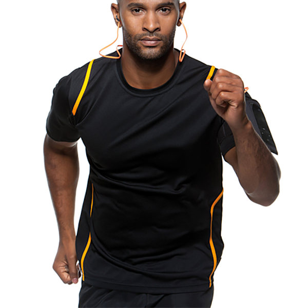 Gamegear® Cooltex® Kortärmad T-shirt / Herr Sportkläder L Bl Black/Fluorescent Orange L