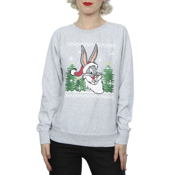 Looney Tunes Dam/Damer Bugs Bunny Jul Fair Isle Sweatshirt Heather Grey XXL
