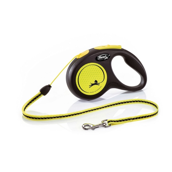 Flexi Medium Neon Indragbar hundsnöre 5m Neon Gul/Svart Neon Yellow/Black 5m