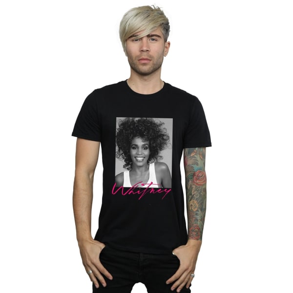 Whitney Houston T-shirt med fototryck av leende, 5XL, svart Black 5XL