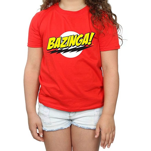 The Big Bang Theory Girls Bazinga Bomull T-shirt 12-13 År Röd Red 12-13 Years