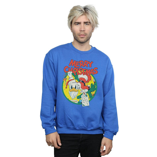 Disney Herr Donald Duck God Jul Sweatshirt 4XL Royal Blå Royal Blue 4XL