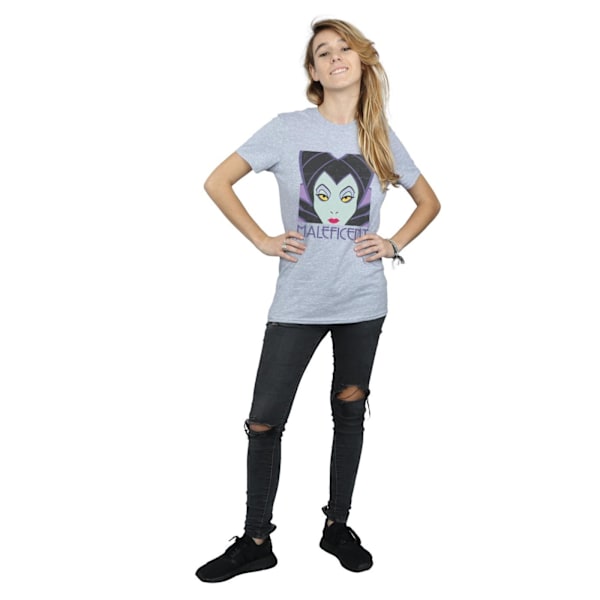 Disney Dam/Damer Maleficent Cropped Head Bomull Boyfriend T-shirt Sports Grey 3XL