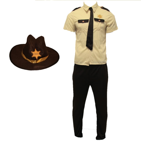 Bristol Novelty Mens US Sheriff Costume XL Vit/Svart/Guld White/Black/Gold XL