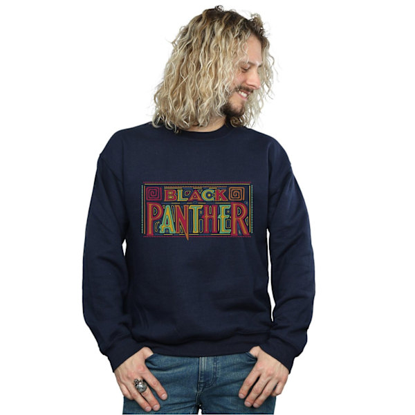 Marvel Mens Black Panther Tribal Logo Sweatshirt XL Marinblå Navy Blue XL