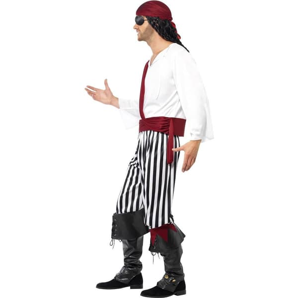 Smiffys Piratkostym för Män M Svart/Vit/Röd Black/White/Red M