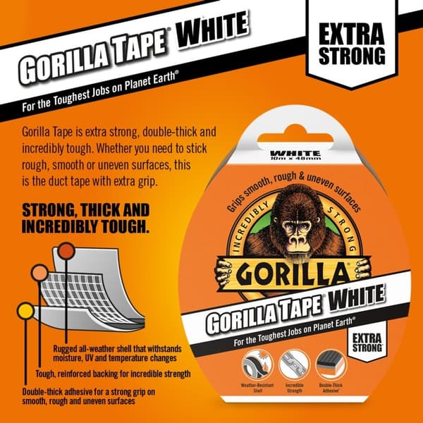 Gorilla Tejp En Storlek Vit White One Size