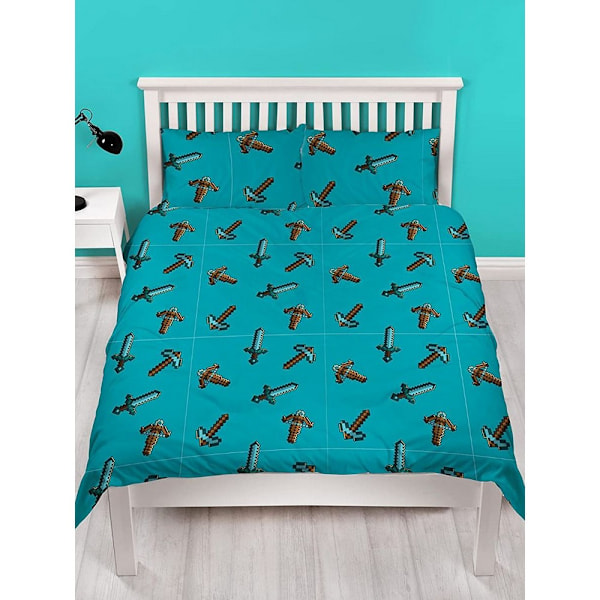 Minecraft Survive Påslakan Set Dubbel Marinblå/Grå/Teal Navy/Grey/Teal Double