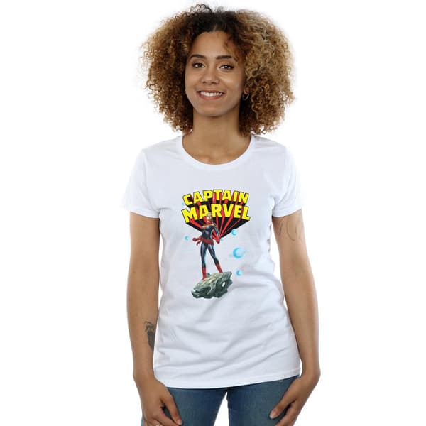 Captain Marvel Dam/Kvinnor Pose Bomull T-shirt M Vit White M