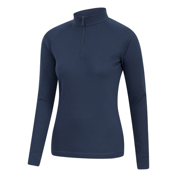 Mountain Warehouse Dam Talus Zip Neck Långärmad Termisk Topp för Kvinnor Navy 24 UK
