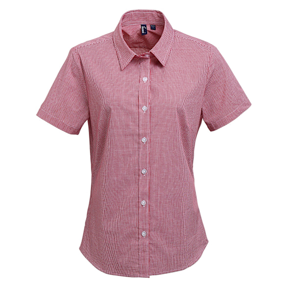 Premier Dam/Dam Microcheck Kortärmad Bomullsskjorta XL R Red/White XL