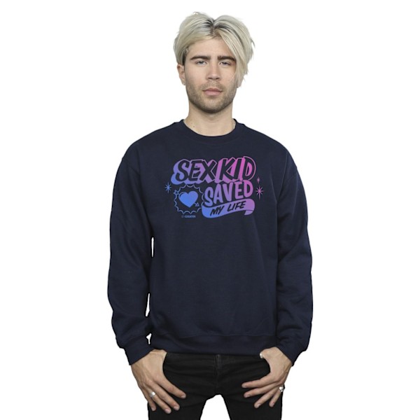 Netflix Mens Sex Education Sex Kid Blend Sweatshirt 4XL Marinblå Navy Blue 4XL