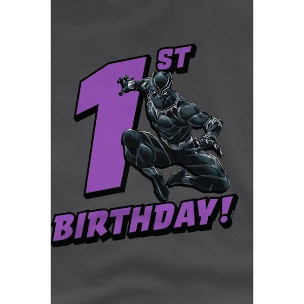 Black Panther Barn/Barn 1-årsdag T-shirt 7-8 år Cha Charcoal 7-8 Years
