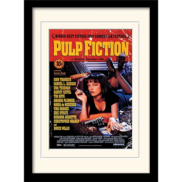 Pulp Fiction Uma On Bed Inramad Konsttryck 40cm x 30cm Röd/Svart/ Red/Black/Yellow 40cm x 30cm