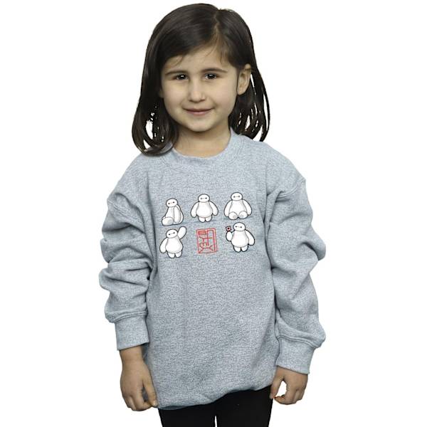 Disney Girls Big Hero 6 Baymax Många Poser Sweatshirt 3-4 År Sports Grey 3-4 Years