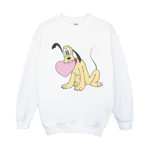 Disney Mens Pluto Love Heart Sweatshirt L Vit White L