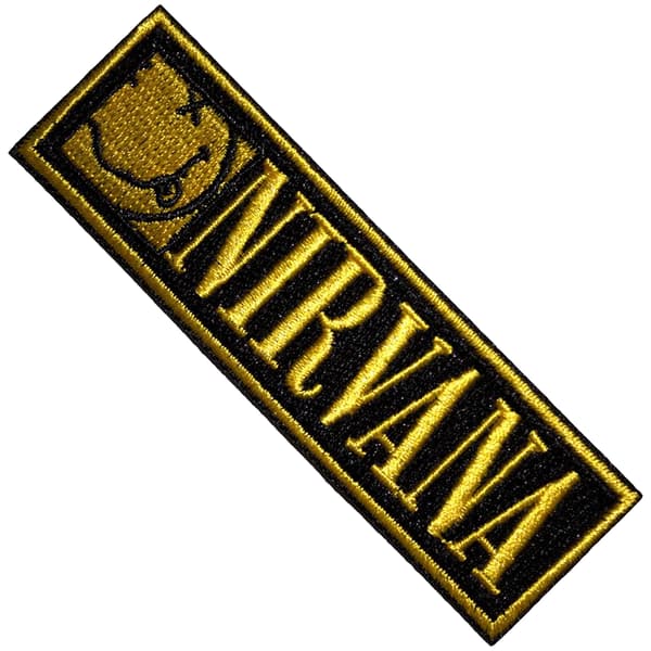Nirvana Logotyp Glad Mun Kantad Stryk På Patch One Size Svart/G Black/Gold One Size