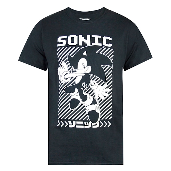 Sonic The Hedgehog Herr T-shirt med japansk affisch S Svart Black S