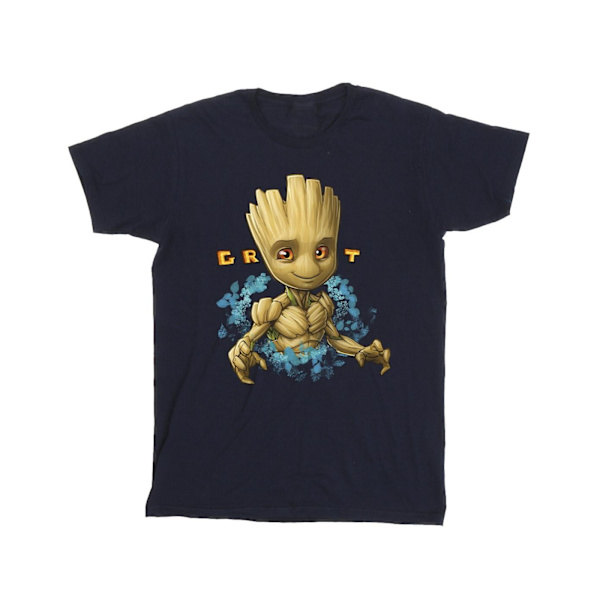 Guardians Of The Galaxy Boys Groot Flowers T-Shirt 3-4 År Marinblå Navy Blue 3-4 Years