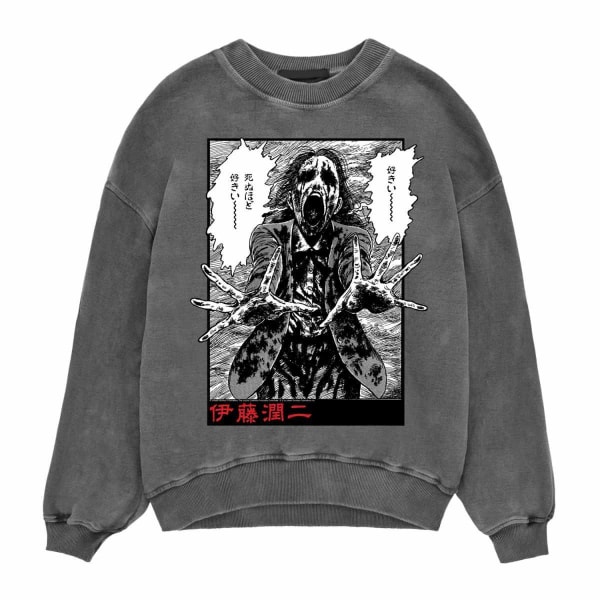 Junji-Ito Unisex Vuxen Ghoul Acid Wash Sweatshirt S Svart Black S