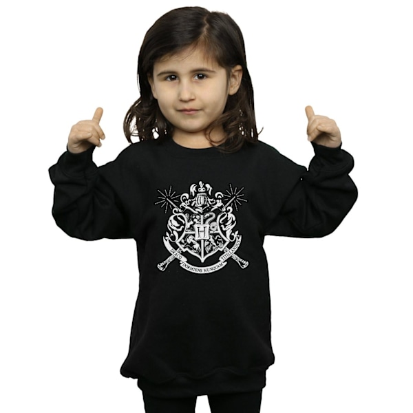 Harry Potter Girls Hogwarts Crest Wands Sweatshirt 7-8 år Bl Black 7-8 Years