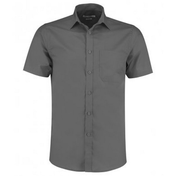 Kustom Kit Herr Kortärmad Skräddarsydd Poplin Skjorta 19 Grafit Graphite 19