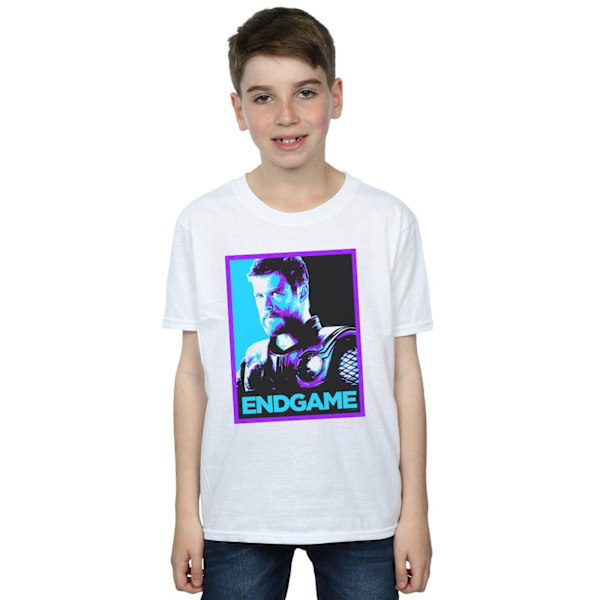 Marvel Boys Avengers Endgame Thor Poster T-shirt 5-6 år Vit White 5-6 Years