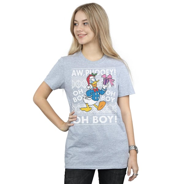 Disney Dam/Damer Donald Duck Jul Fair Isle Bomull Boyfriend T-shirt Sports Grey M