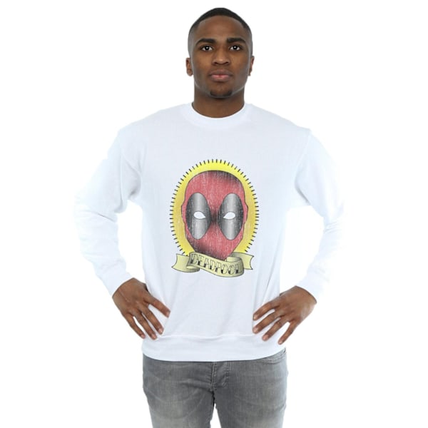 Marvel herr Deadpool Tattoo Print Sweatshirt S Vit White S