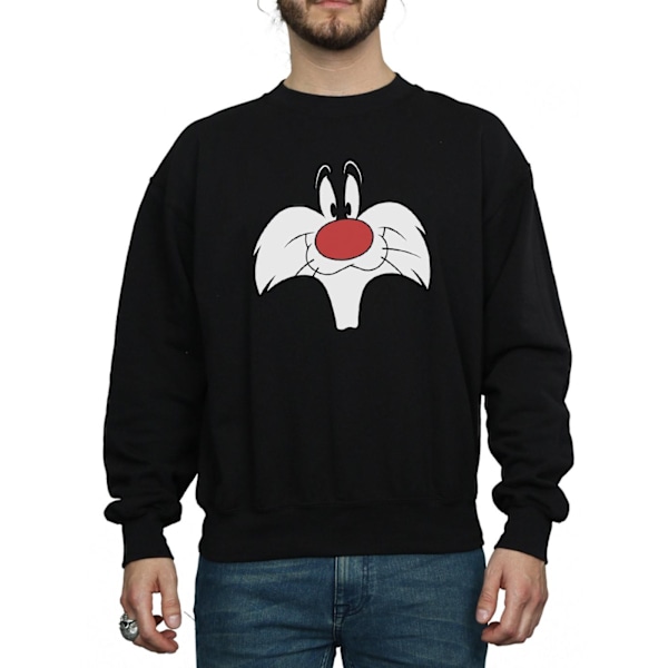 Looney Tunes Herr Sylvester Stort Ansikte Sweatshirt L Svart Black L