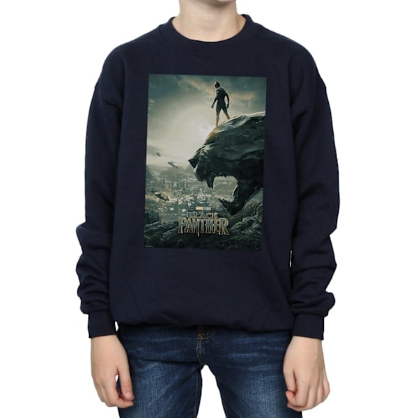 Marvel Boys Black Panther Poster Sweatshirt 9-11 år Marinblå Navy Blue 9-11 Years