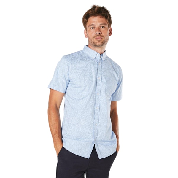 Maine Herr Geo Abstract Kortärmad Skjorta 5XL Ljusblå Light Blue 5XL