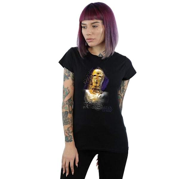 Star Wars Dam/Kvinnor The Last Jedi C-3PO Borstad Bomull T-Sh Black XL